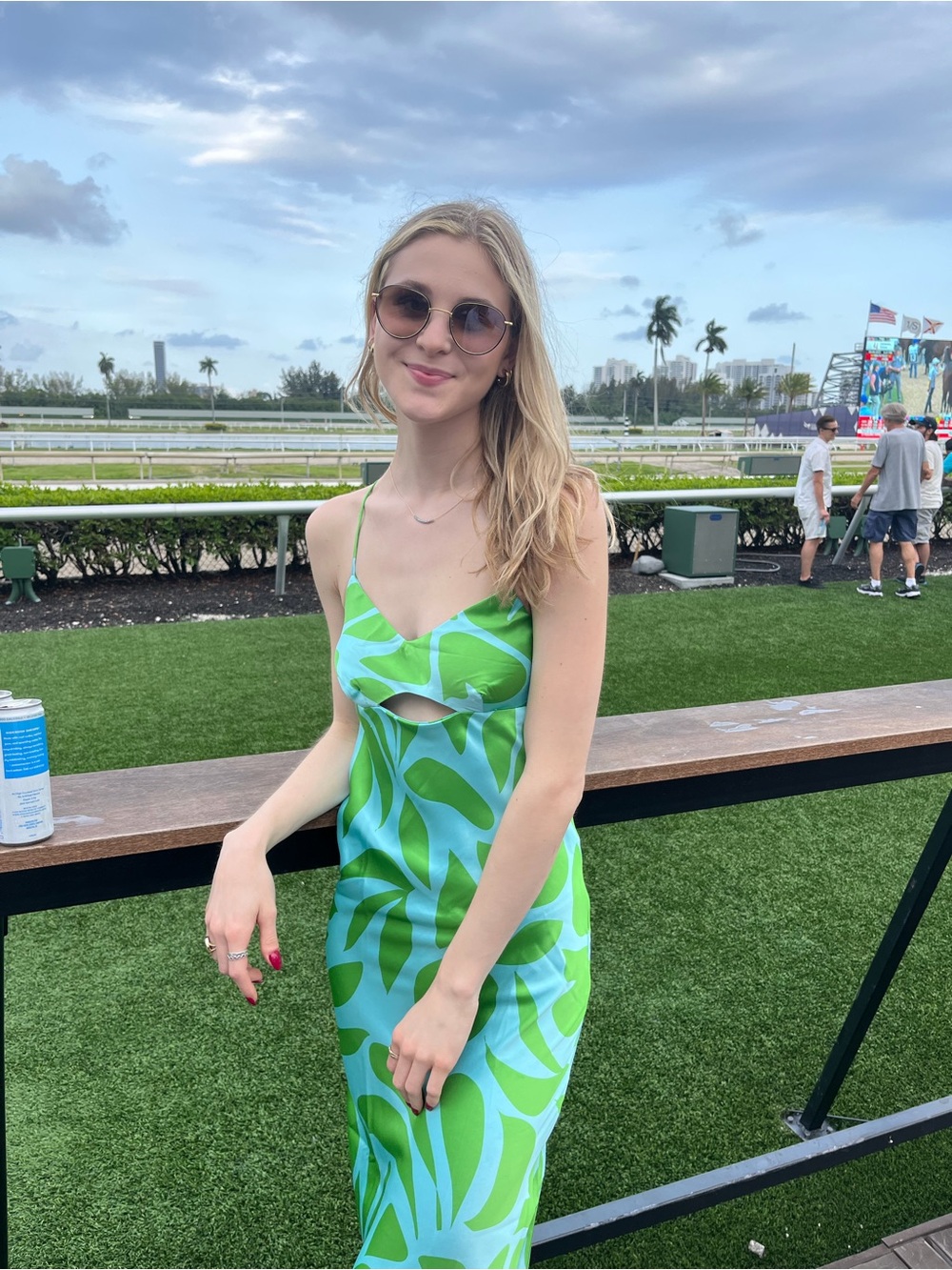 House of Harlow 1960 Turquoise and Green Midi Dress